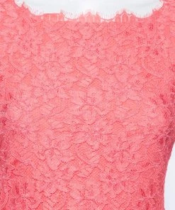 Diane Von Furstenberg Bright Coral Lace Zarita Mini Dress S For Women -Diane Von Furstenberg shop luxury women diane von furstenberg used clothes p485391 006