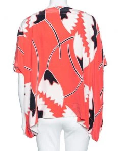 Diane Von Furstenberg Coral Floral Printed Silk Oversized Hanky Tunic S For Women -Diane Von Furstenberg shop luxury women diane von furstenberg used clothes p485405 001