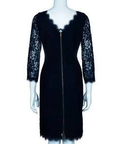 Diane Von Furstenberg Navy Blue Lace Back Zipper Dress M For Women 12 Diane Von Furstenberg Navy Blue Lace Back Zipper Dress M For Women -Diane Von Furstenberg shop luxury women diane von furstenberg used clothes p48723 003