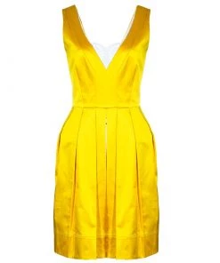 Diane Von Furstenberg Yellow Pleated Eliza Dress M For Women