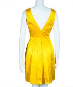 Diane Von Furstenberg Yellow Pleated Eliza Dress M For Women -Diane Von Furstenberg shop luxury women diane von furstenberg used clothes p48756 003