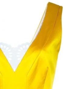 Diane Von Furstenberg Yellow Pleated Eliza Dress M For Women -Diane Von Furstenberg shop luxury women diane von furstenberg used clothes p48756 004