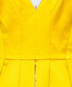 Diane Von Furstenberg Yellow Pleated Eliza Dress M For Women -Diane Von Furstenberg shop luxury women diane von furstenberg used clothes p48756 007