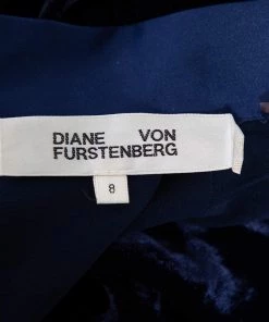 Diane Von Furstenberg Navy Blue Velvet Claude Satin-Trimmed Jumpsuit M For Women -Diane Von Furstenberg shop luxury women diane von furstenberg used clothes p488791 006