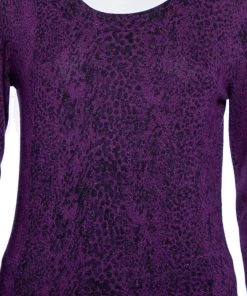 Diane Von Furstenberg Purple Animal Print Knit Neva Top S For Women -Diane Von Furstenberg shop luxury women diane von furstenberg used clothes p491334 003