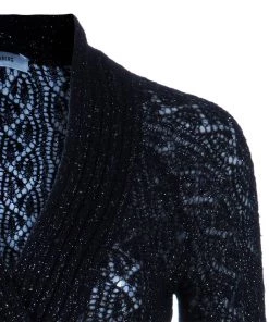 Diane Von Furstenberg Black Glitter Besos Wrap Around Cardigan S For Women -Diane Von Furstenberg shop luxury women diane von furstenberg used clothes p49239 004