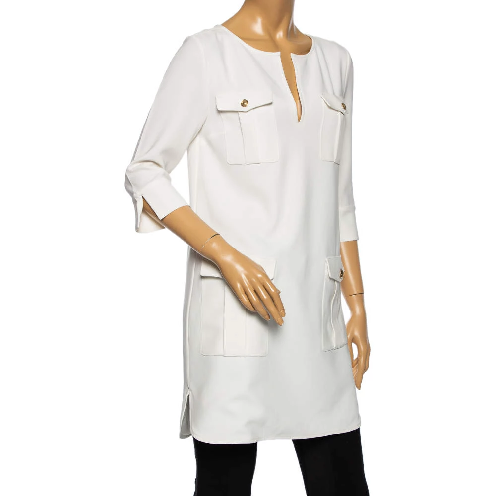 Diane Von Furstenberg White Crepe Pocket Detail Agness Short Dress S For Women 2 Diane Von Furstenberg White Crepe Pocket Detail Agness Short Dress S For Women - Image 2