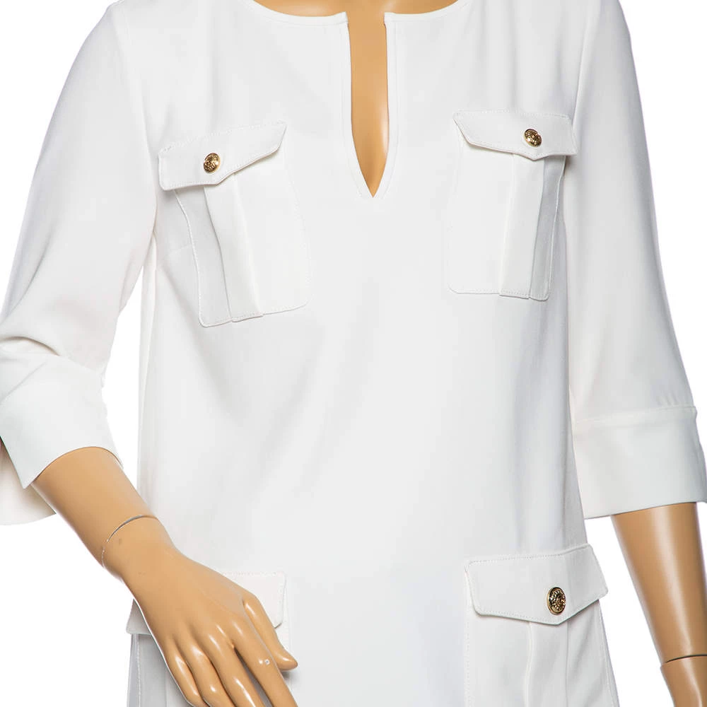Diane Von Furstenberg White Crepe Pocket Detail Agness Short Dress S For Women 4 Diane Von Furstenberg White Crepe Pocket Detail Agness Short Dress S For Women - Image 4