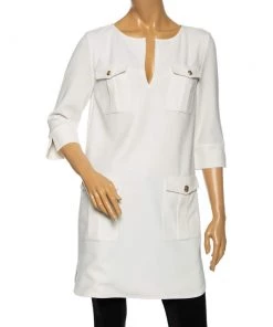 Diane Von Furstenberg White Crepe Pocket Detail Agness Short Dress S For Women