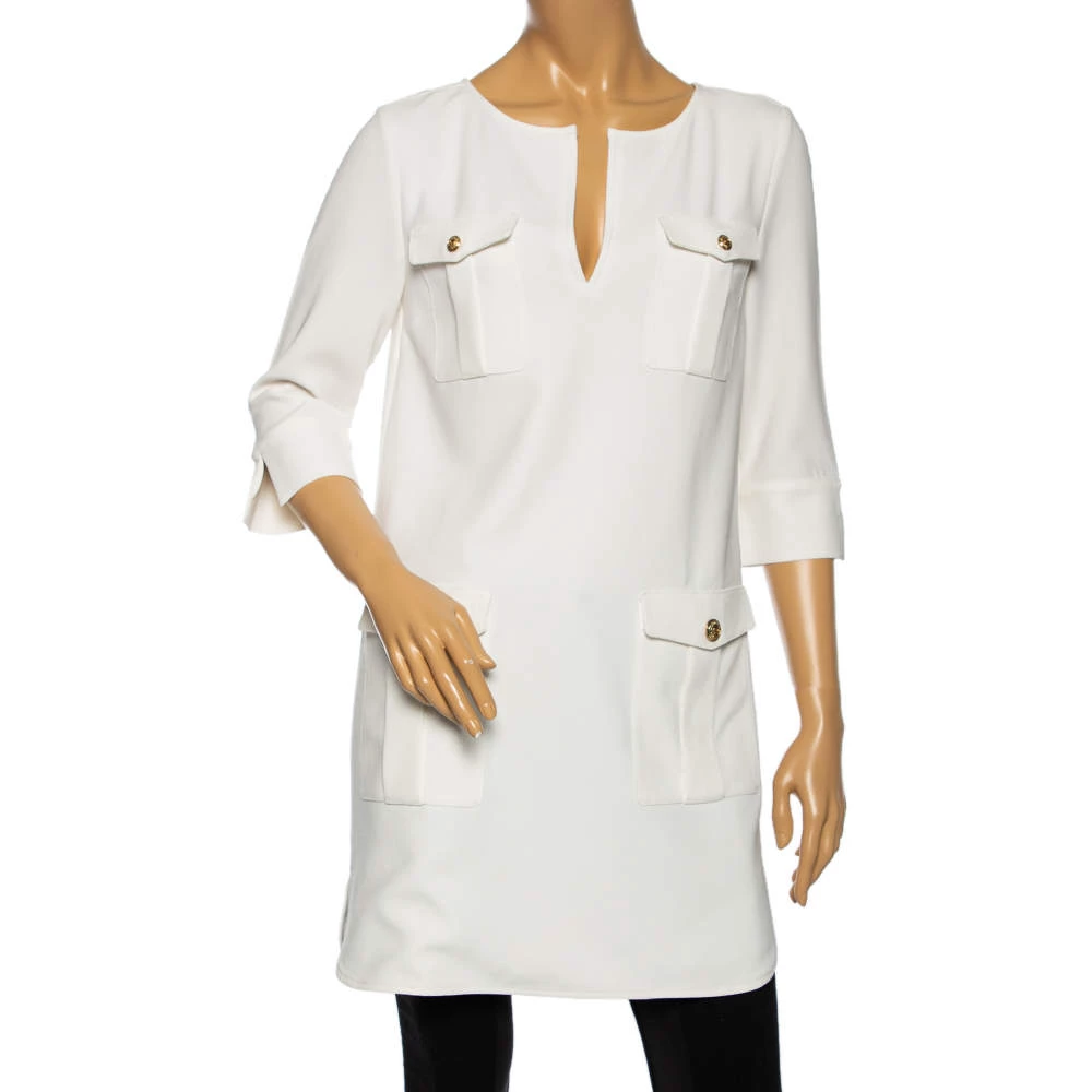 Diane Von Furstenberg White Crepe Pocket Detail Agness Short Dress S For Women 1 Diane Von Furstenberg White Crepe Pocket Detail Agness Short Dress S For Women