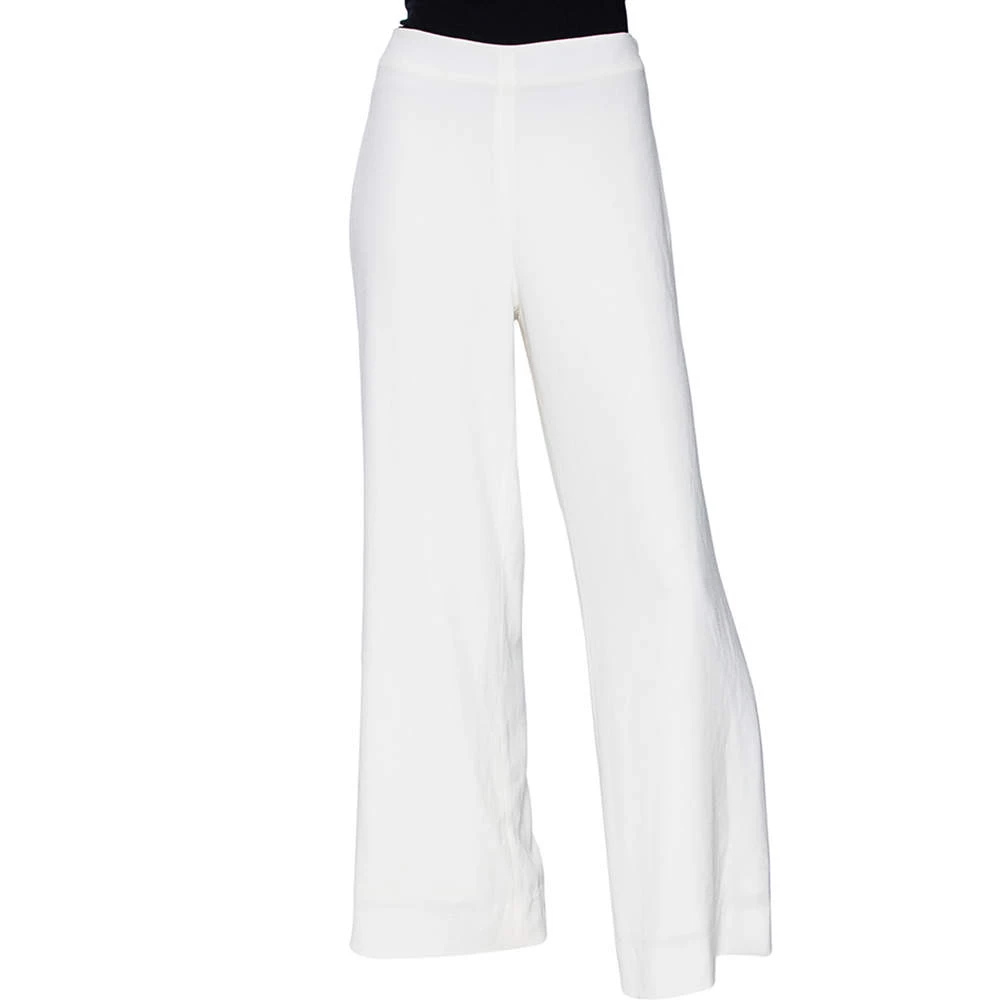Diane Von Furstenberg White Crepe Preston Wide Leg Pants M For Women 1 Diane Von Furstenberg White Crepe Preston Wide Leg Pants M For Women