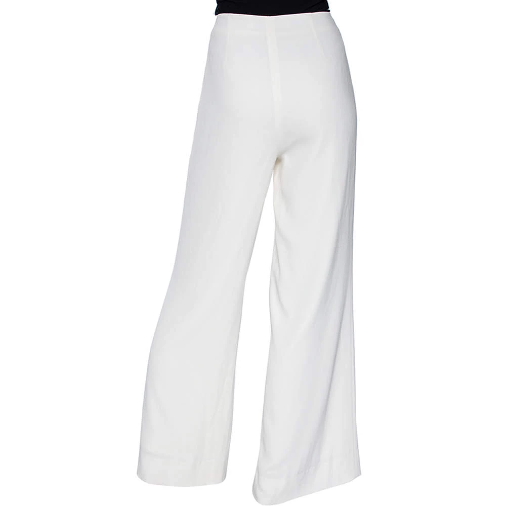 Diane Von Furstenberg White Crepe Preston Wide Leg Pants M For Women 3 Diane Von Furstenberg White Crepe Preston Wide Leg Pants M For Women - Image 3