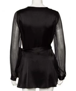 Diane Von Furstenberg Black Satin Klee Sheer Sleeve Wrap Blouse M For Women 11 Diane Von Furstenberg Black Satin Klee Sheer Sleeve Wrap Blouse M For Women -Diane Von Furstenberg shop luxury women diane von furstenberg used clothes p503844 001