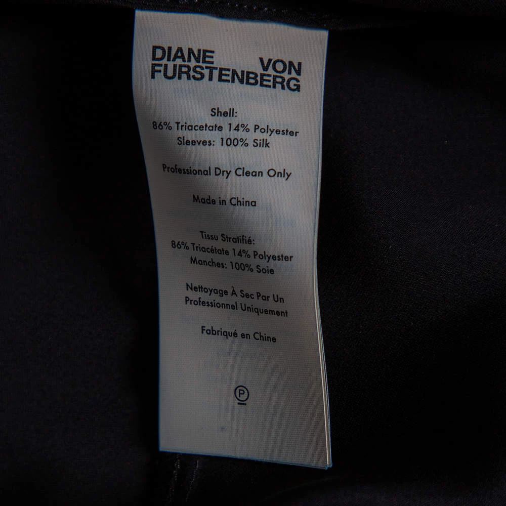 Diane Von Furstenberg Black Satin Klee Sheer Sleeve Wrap Blouse M For Women 7 Diane Von Furstenberg Black Satin Klee Sheer Sleeve Wrap Blouse M For Women - Image 7