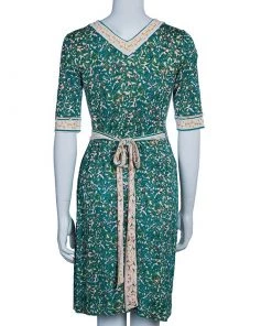 Diane Von Furstenberg Turquoise Print Silk Wrap Dress S For Women -Diane Von Furstenberg shop luxury women diane von furstenberg used clothes p50772 003