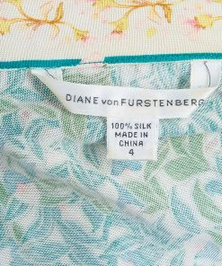 Diane Von Furstenberg Turquoise Print Silk Wrap Dress S For Women -Diane Von Furstenberg shop luxury women diane von furstenberg used clothes p50772 008