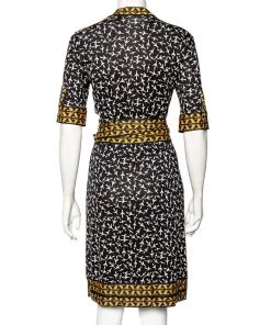Diane Von Furstenberg Black Printed Silk Lucinda Wrap Dress L For Women -Diane Von Furstenberg shop luxury women diane von furstenberg used clothes p514642 004