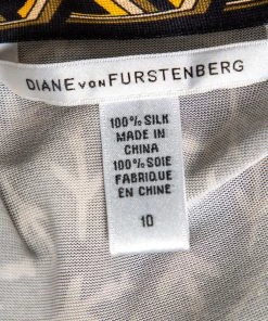 Diane Von Furstenberg Black Printed Silk Lucinda Wrap Dress L For Women -Diane Von Furstenberg shop luxury women diane von furstenberg used clothes p514642 005