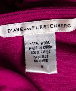 Diane Von Furstenberg Fuchsia Wool Whitley Pleated Detailed Short Dress M For Women -Diane Von Furstenberg shop luxury women diane von furstenberg used clothes p514791 001