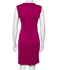 Diane Von Furstenberg Fuchsia Wool Whitley Pleated Detailed Short Dress M For Women -Diane Von Furstenberg shop luxury women diane von furstenberg used clothes p514791 006