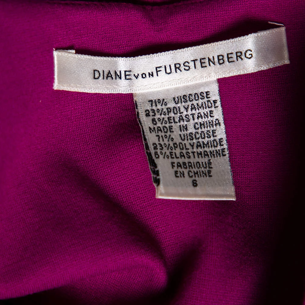 Diane Von Furstenberg Fuchsia Knit Leigh Dress M For Women 5 Diane Von Furstenberg Fuchsia Knit Leigh Dress M For Women - Image 5