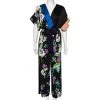 Diane Von Furstenberg Black Floral Printed Silk Belted Jumpsuit M For Women