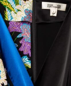 Diane Von Furstenberg Black Floral Printed Silk Belted Jumpsuit M For Women -Diane Von Furstenberg shop luxury women diane von furstenberg used clothes p514957 008