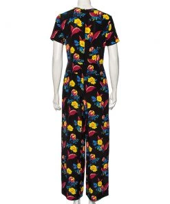 Diane Von Furstenberg Black Floral Printed Silk Pintuck Detail Jumpsuit M For Women -Diane Von Furstenberg shop luxury women diane von furstenberg used clothes p514962 003