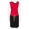 Diane Von Furstenberg Red-Black Silk Draped Crista Dress S For Women