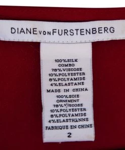 Diane Von Furstenberg Red-Black Silk Draped Crista Dress S For Women -Diane Von Furstenberg shop luxury women diane von furstenberg used clothes p514975 007