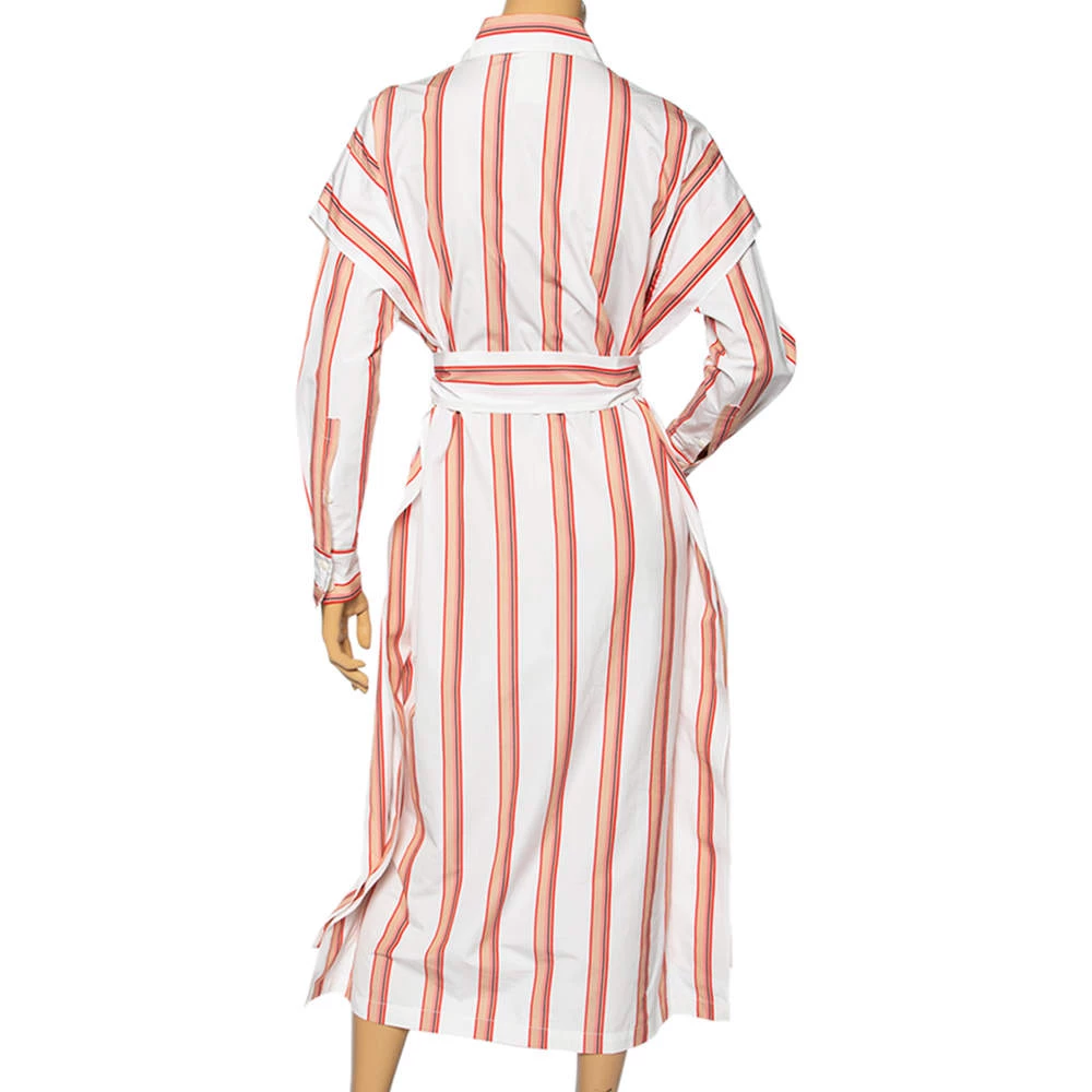 Diane Von Furstenberg White Striped Cotton Belted Oversized Shirt Dress XS For Women 3 Diane Von Furstenberg White Striped Cotton Belted Oversized Shirt Dress XS For Women - Image 3