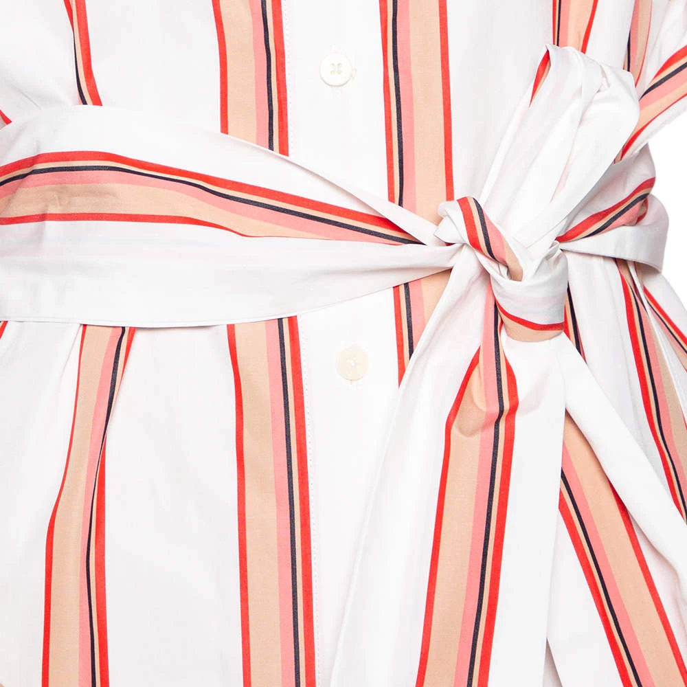 Diane Von Furstenberg White Striped Cotton Belted Oversized Shirt Dress XS For Women 4 Diane Von Furstenberg White Striped Cotton Belted Oversized Shirt Dress XS For Women - Image 4