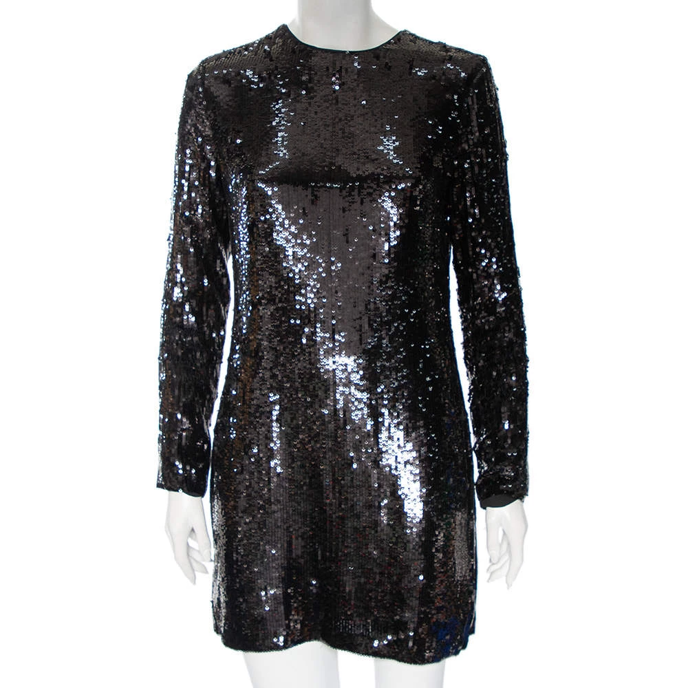 Diane Von Furstenberg Black Sequin Embellished Silk Pauletta Dress M For Women 1 Diane Von Furstenberg Black Sequin Embellished Silk Pauletta Dress M For Women