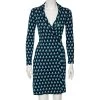 Diane Von Furstenberg Navy Blue Diamond Patterned Silk Knit Wrap Dress S For Women