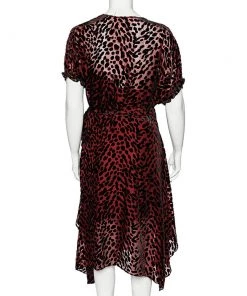 Diane Von Furstenberg Burgundy Leopard Pattern Devore Katherine Wrap Dress L For Women 8 Diane Von Furstenberg Burgundy Leopard Pattern Devore Katherine Wrap Dress L For Women -Diane Von Furstenberg shop luxury women diane von furstenberg used clothes p551158 004