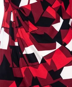 Diane Von Furstenberg Burgundy Printed Silk Gathered Dress S For Women -Diane Von Furstenberg shop luxury women diane von furstenberg used clothes p551321 001