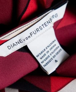 Diane Von Furstenberg Burgundy Printed Silk Gathered Dress S For Women -Diane Von Furstenberg shop luxury women diane von furstenberg used clothes p551321 002