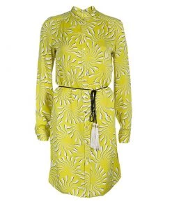 Diane Von Furstenberg Yellow Print Tassel Tie-up Tunic Dress M For Women
