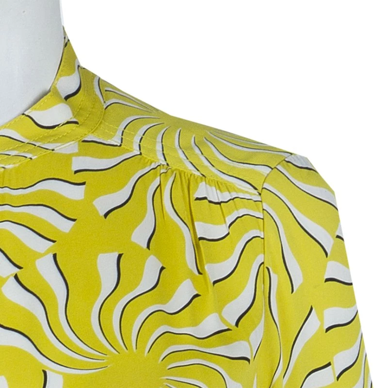 Diane Von Furstenberg Yellow Print Tassel Tie-up Tunic Dress M For Women 4 Diane Von Furstenberg Yellow Print Tassel Tie-up Tunic Dress M For Women - Image 4