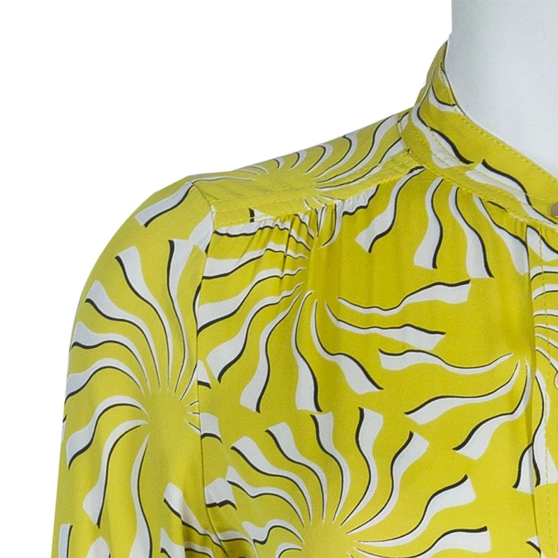 Diane Von Furstenberg Yellow Print Tassel Tie-up Tunic Dress M For Women 5 Diane Von Furstenberg Yellow Print Tassel Tie-up Tunic Dress M For Women - Image 5