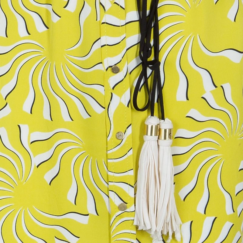 Diane Von Furstenberg Yellow Print Tassel Tie-up Tunic Dress M For Women 8 Diane Von Furstenberg Yellow Print Tassel Tie-up Tunic Dress M For Women - Image 8