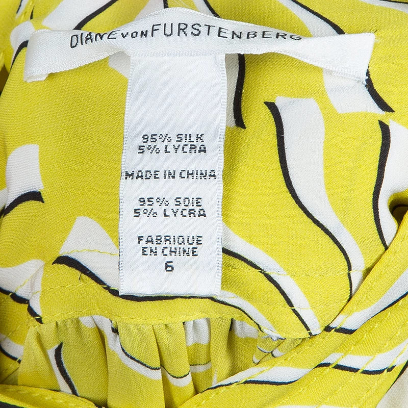 Diane Von Furstenberg Yellow Print Tassel Tie-up Tunic Dress M For Women 9 Diane Von Furstenberg Yellow Print Tassel Tie-up Tunic Dress M For Women - Image 9