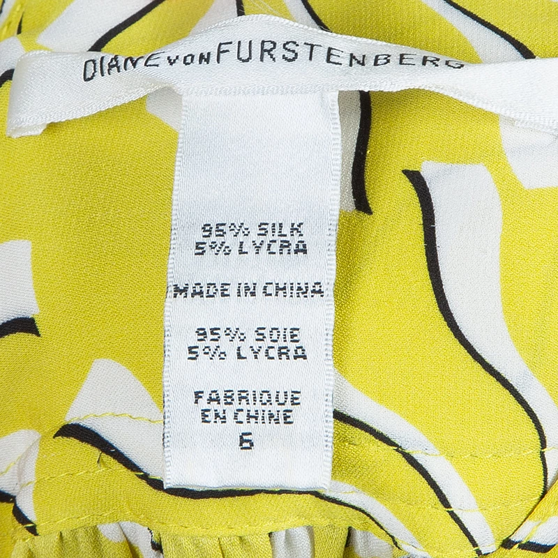 Diane Von Furstenberg Yellow Print Tassel Tie-up Tunic Dress M For Women 10 Diane Von Furstenberg Yellow Print Tassel Tie-up Tunic Dress M For Women - Image 10