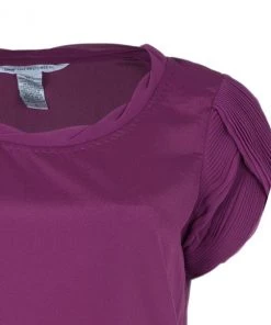 Diane Von Furstenberg Clemence Pleated Sleeve Fuchsia Top M For Women -Diane Von Furstenberg shop luxury women diane von furstenberg used clothes p5546 004