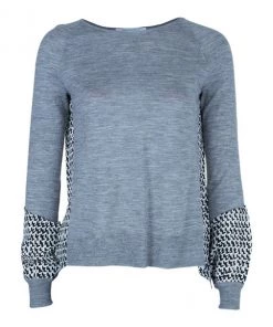 Diane Von Furstenberg Austine Grey Printed Sweater Top S For Women