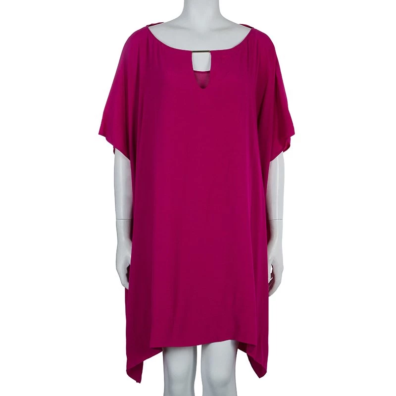 Diane Von Furstenberg Fuschia Beonica Dress L For Women 2 Diane Von Furstenberg Fuschia Beonica Dress L For Women - Image 2