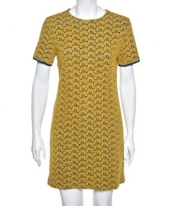 Diane Von Furstenberg Yellow Lace Contrast Lined Shift Dress M For Women