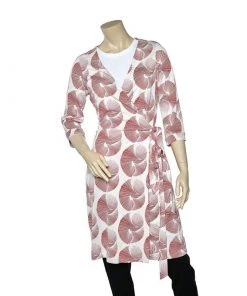 Diane By Diane Von Furstenberg Cream Printed Silk Knit New Julian Wrap Dress L For Women