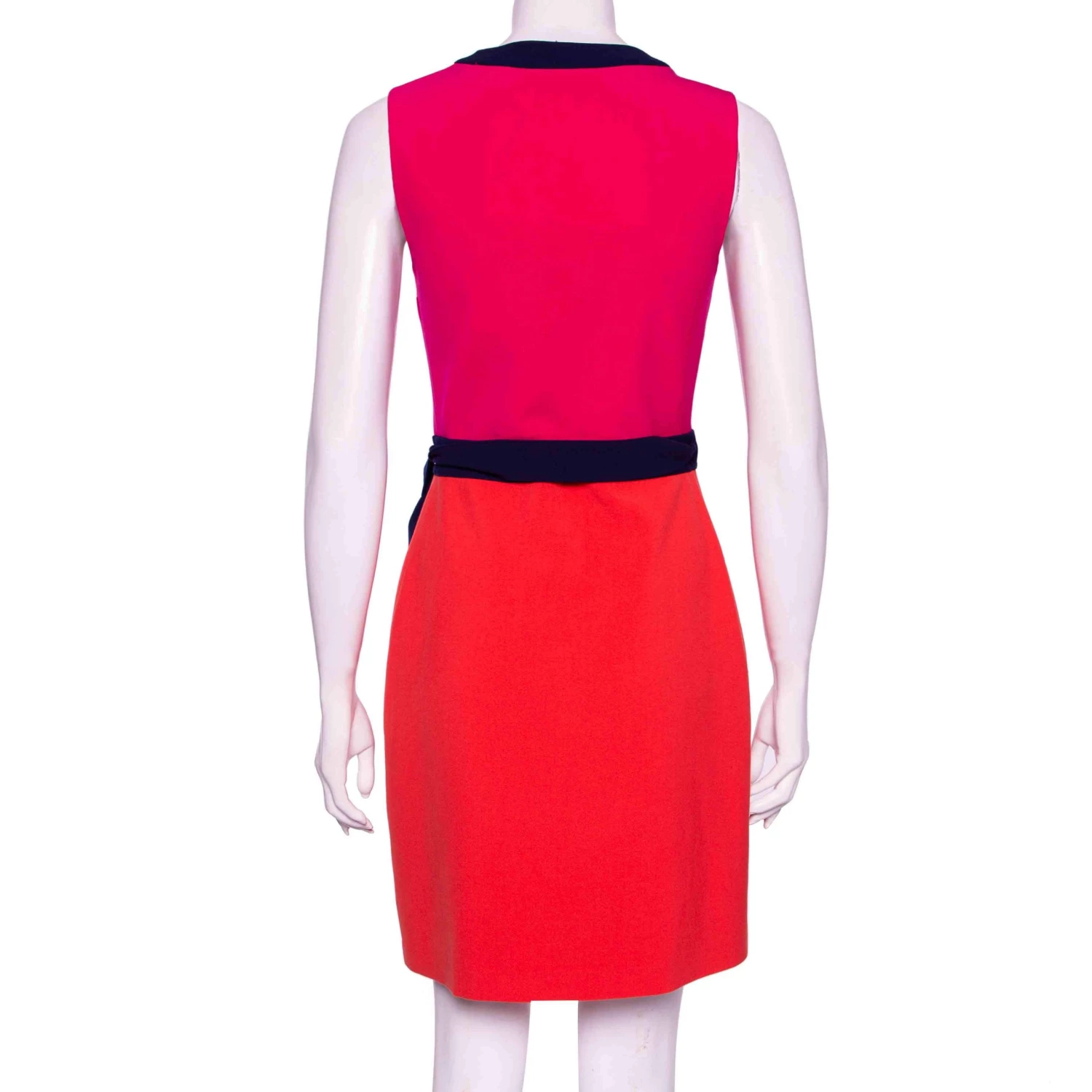 Diane Von Furstenberg Orange & Pink Knitted Gracie Wrap Dress S For Women 3 Diane Von Furstenberg Orange & Pink Knitted Gracie Wrap Dress S For Women - Image 3