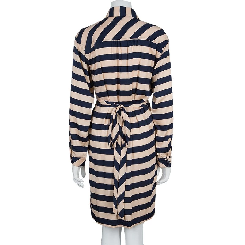 Diane Von Furstenberg Striped Silk Wraparound Helena Shirt Dress L For Women 3 Diane Von Furstenberg Striped Silk Wraparound Helena Shirt Dress L For Women - Image 3
